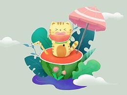 春天群众吃瓜画,群众共享的甜蜜时光
